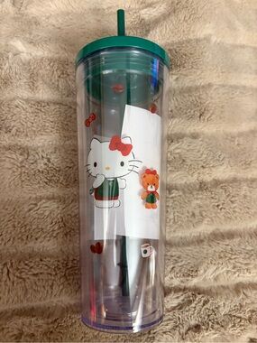 Starbucks Green Clear Hello Kitty Bear Tumbler